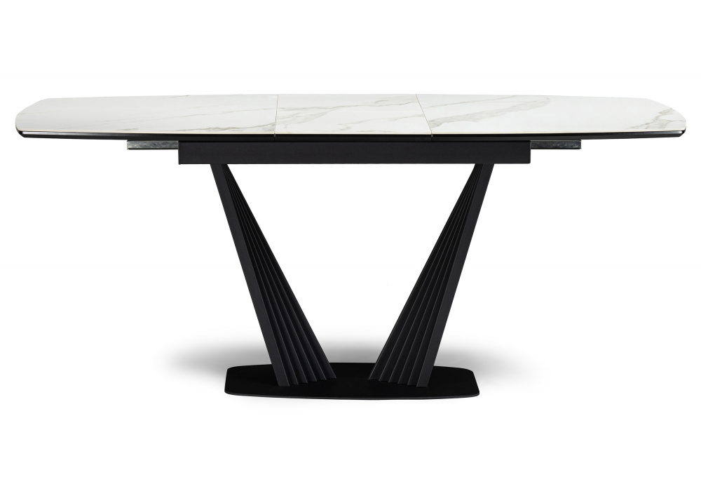 фото керамический стол раскладной woodville вейл 140(180)х80 белый мрамор snow white / черный 614248 | 220svet.ru