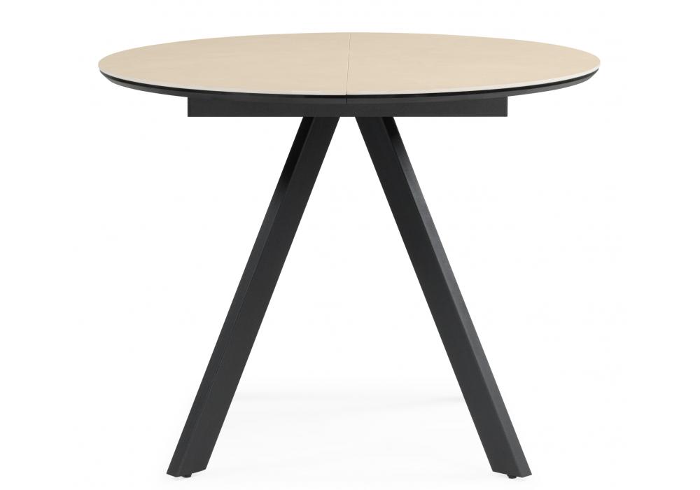 фото керамический стол раздвижной woodville трейси 90 okara light yellow / черный 664952 | 220svet.ru