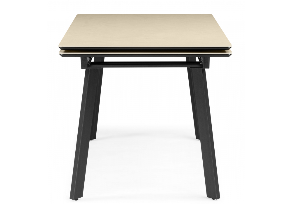 фото керамический стол раздвижной woodville норман 120(180)х80 okara light yellow / черный 664955 | 220svet.ru