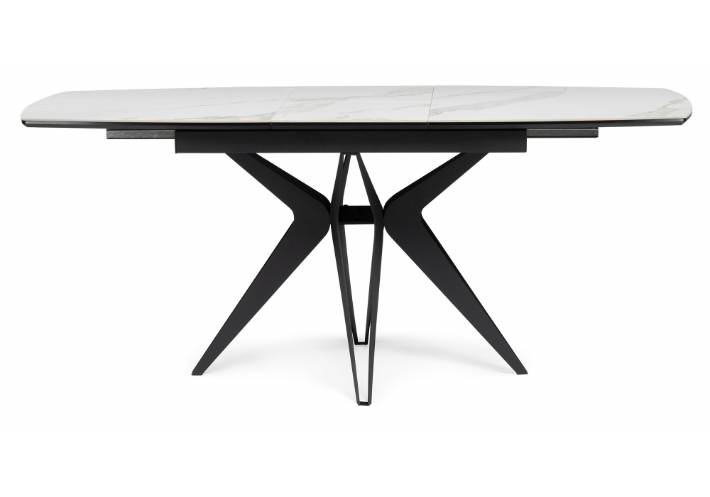 фото керамический стол раскладной woodville риполь 160(205)х89 белый мрамор 625965 | 220svet.ru