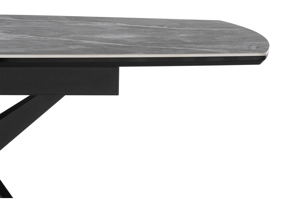 фото керамический стол раскладной woodville риполь 160(205)х89 larka grey / черный 625971 | 220svet.ru