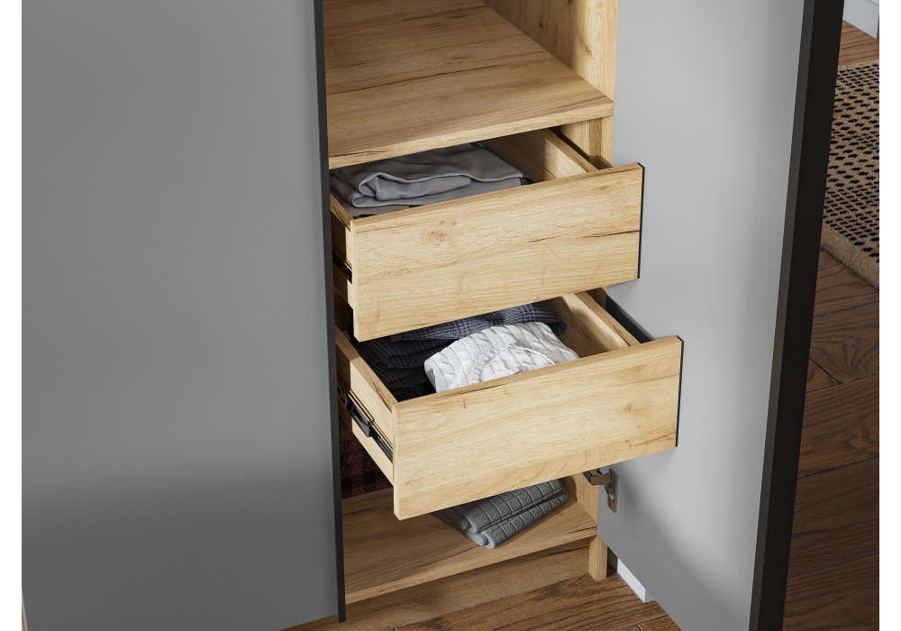 фото шкаф woodville широн графит серый / дуб крафт золото 586597 | 220svet.ru