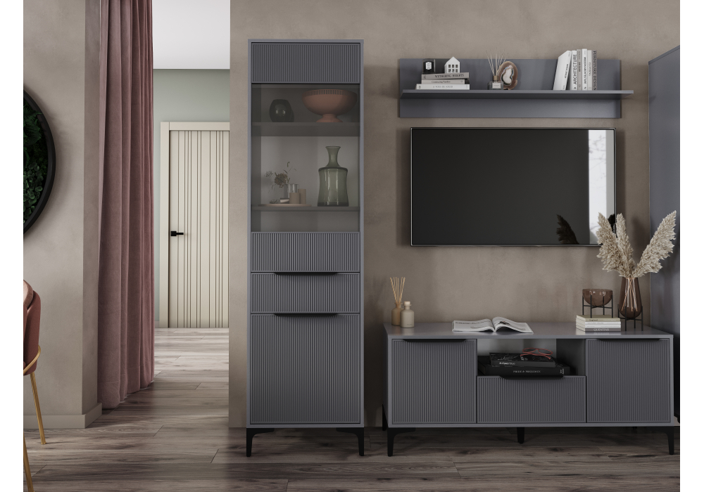 фото шкаф стеллаж woodville иадама графит софт 619899 | 220svet.ru