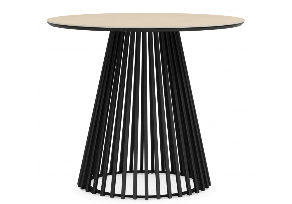 фото керамический стол woodville нэнси 90 okara light yellow / черный 664914 | 220svet.ru