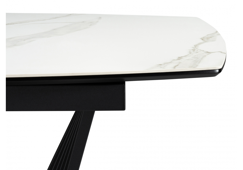 фото керамический стол раскладной woodville вейл 140(180)х80 белый мрамор snow white / черный 614248 | 220svet.ru