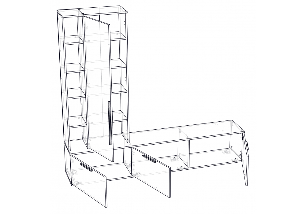 фото готовая гостиная комплектация 1 woodville филеста графит / дуб вотан 664936 | 220svet.ru