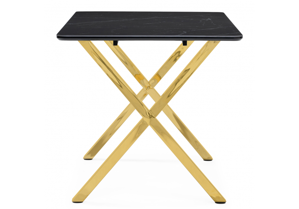 фото керамический стол woodville селена 3 180х90 черный мрамор / золото 606413 | 220svet.ru