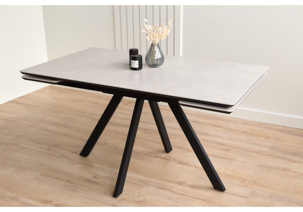 фото керамический стол раскладной 140(200)х80 woodville вилли серый / черный 625828 | 220svet.ru