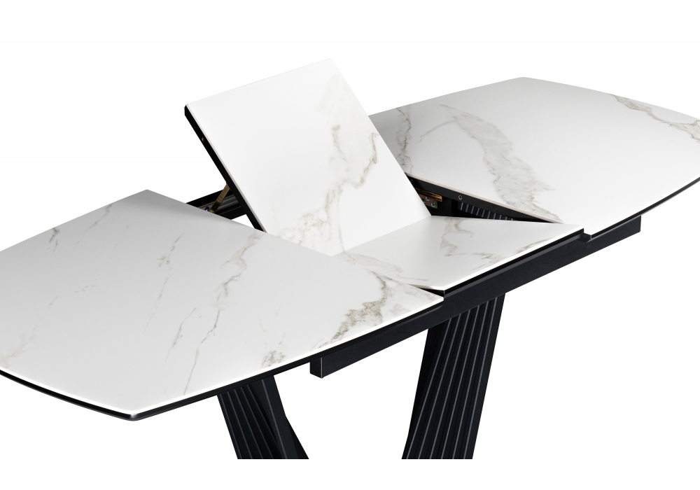 фото керамический стол раскладной woodville вейл 140(180)х80 белый мрамор snow white / черный 614248 | 220svet.ru